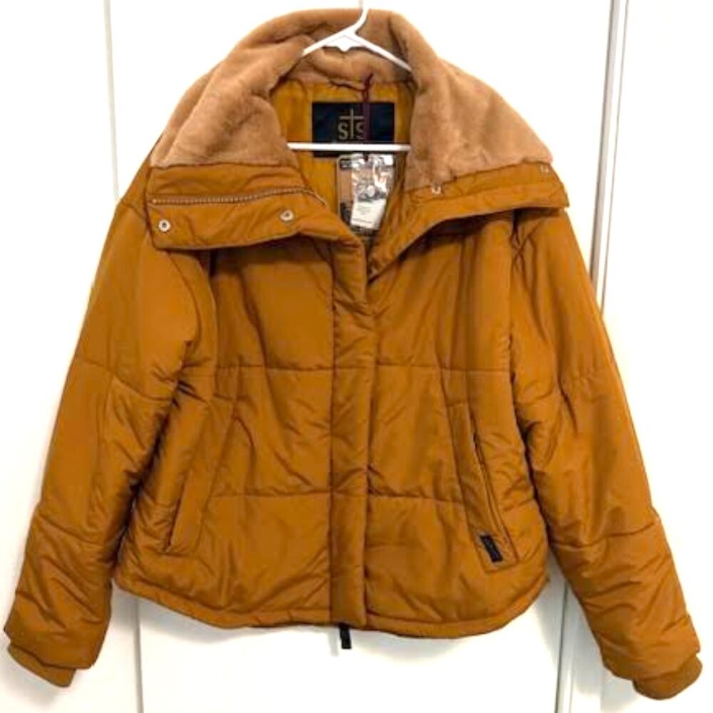 STS Ranchwear NWT Women's Large Comfy Dark Golden w Faux Fur Cozy Jacket Coat!